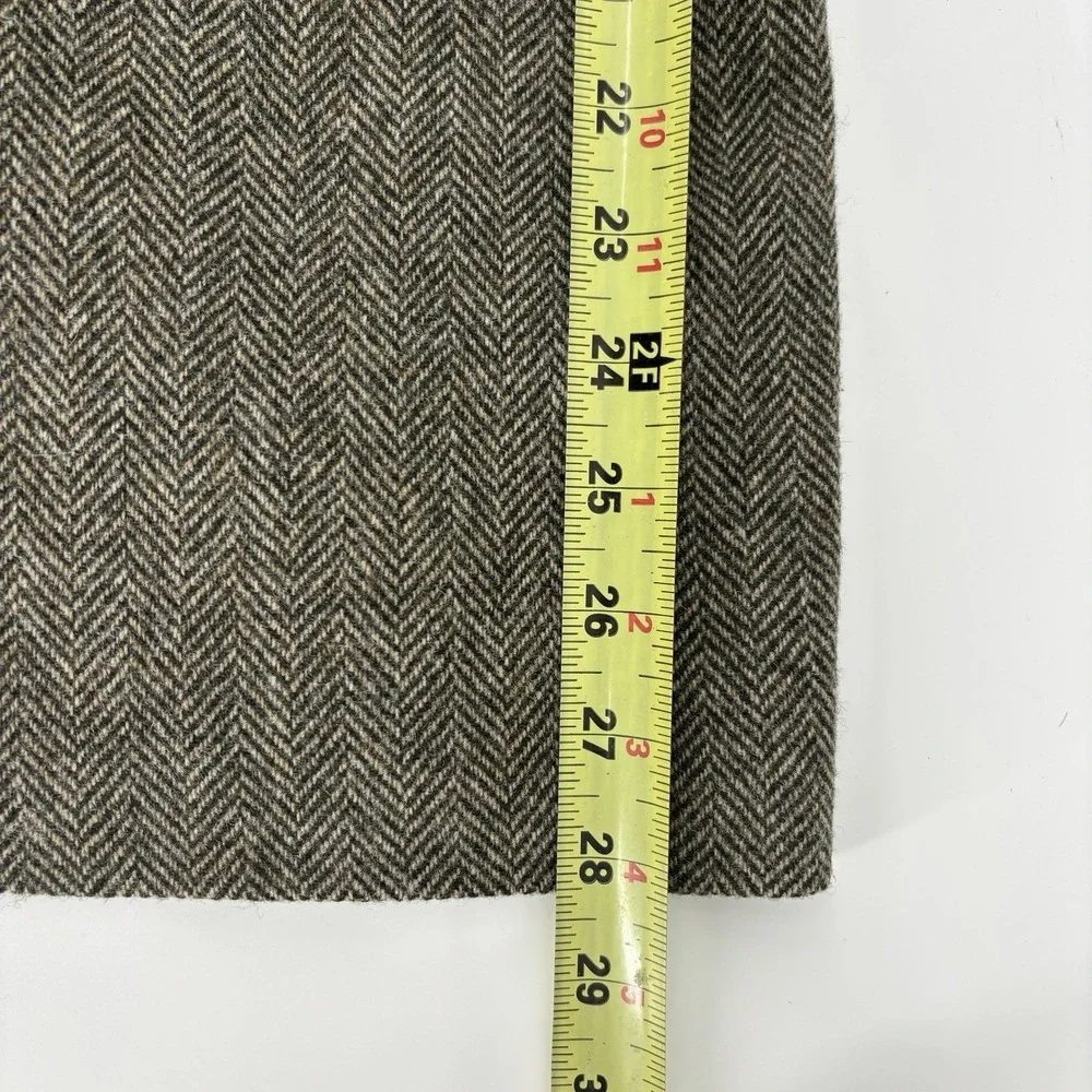 Lands End Sport Coat Blazer Mens 40R Brown Lambs Wool Herringbone‎ Two Button